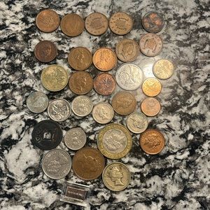 Variety of foreign coins